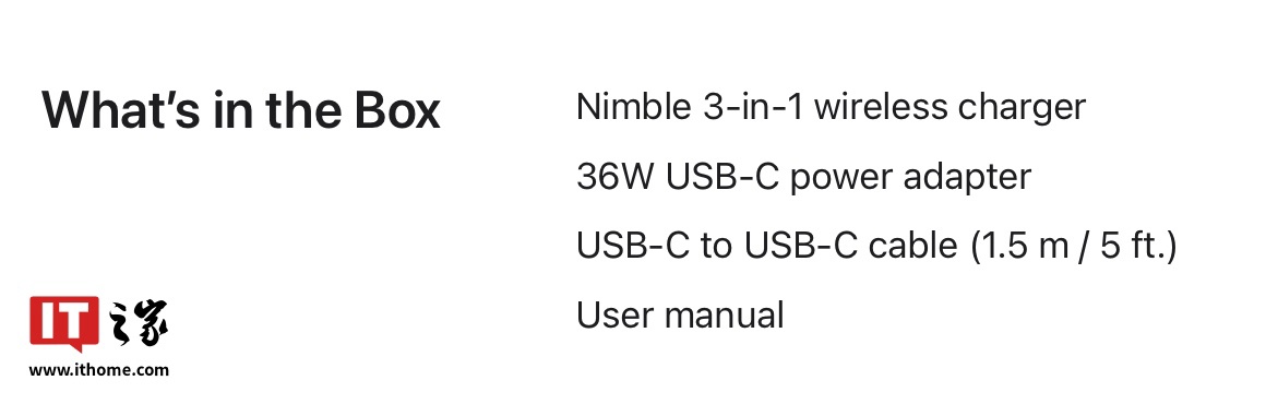 苹果海外官网上架 Nimble Podium 三合一磁力充电基座：附带 36W 充电头和 1.5 米线缆，139 美元